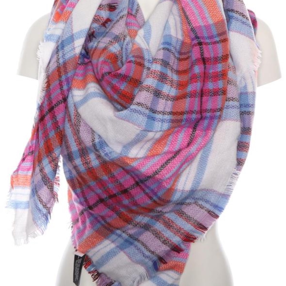 4/$25 INC Colorful Plaid Blanket Wrap Scarf NEW - Picture 2 of 6